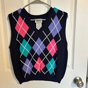Colorful knit sweater vest medium